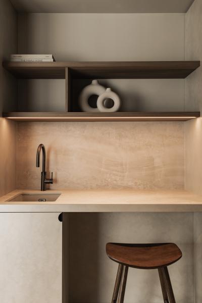 natuursteen, bureau, kantoor inrichting, notelaar fineer