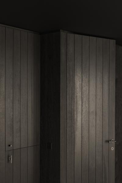 inox, donker hout fineer, inox maatwerk
