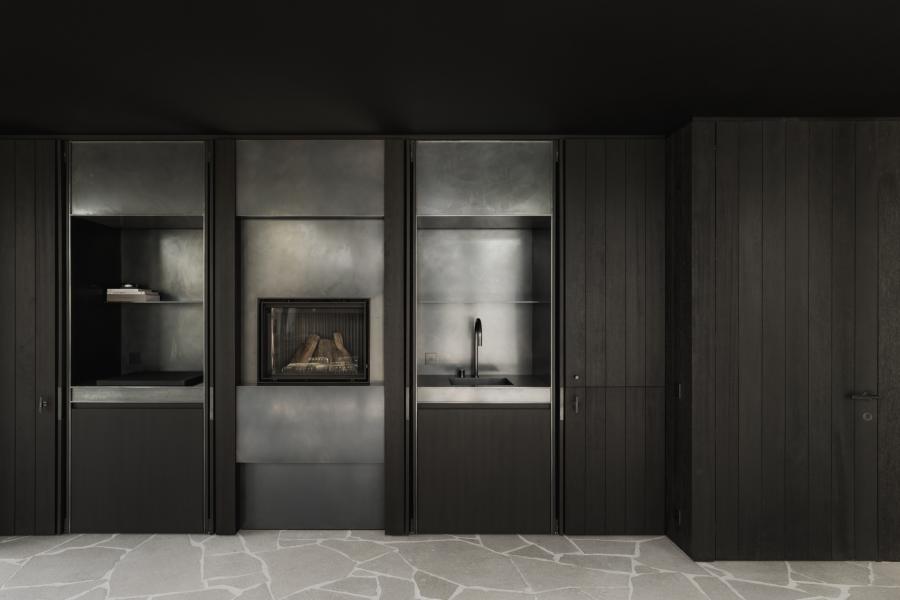 inox, donker hout fineer, inox maatwerk